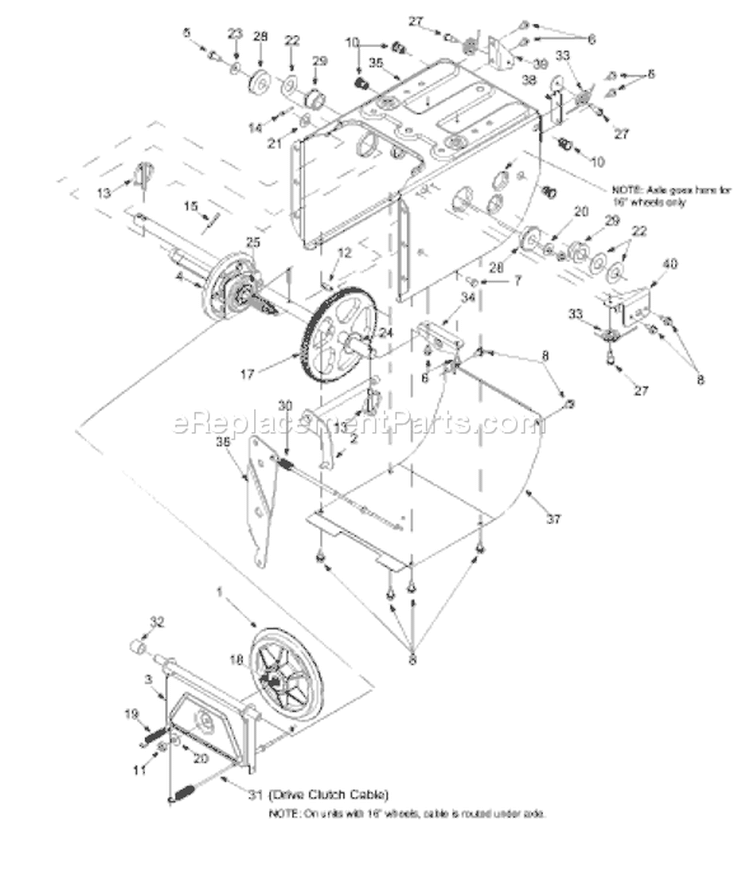 Page C Diagram and Parts List for 31AE633E401 2001 Yard Man Snow Blower